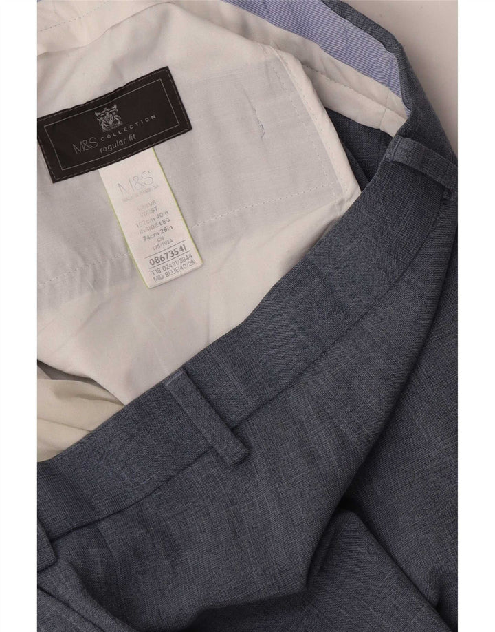 Marks & Spencer Herren-Anzughose in normaler Passform, W40 L29, Marineblau, Polyester
