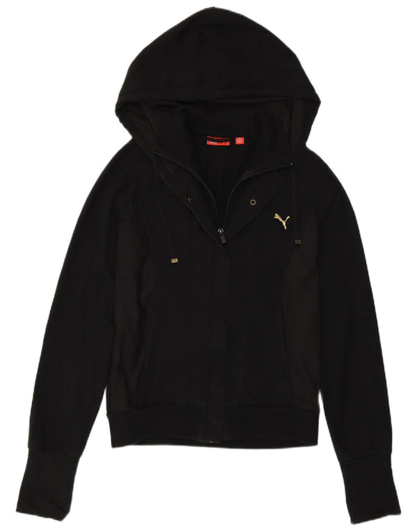 Puma Damen Zip Hoodie Pullover UK 10 Small Schwarz Baumwolle