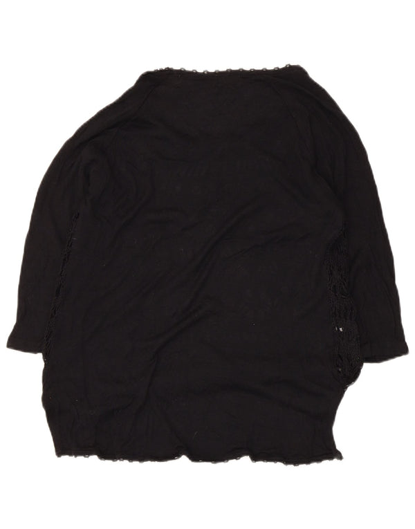 Zara Damen-Pullover mit 3/4-Ärmeln und U-Boot-Ausschnitt, Gr. 12, Mittelschwarz, Viskose