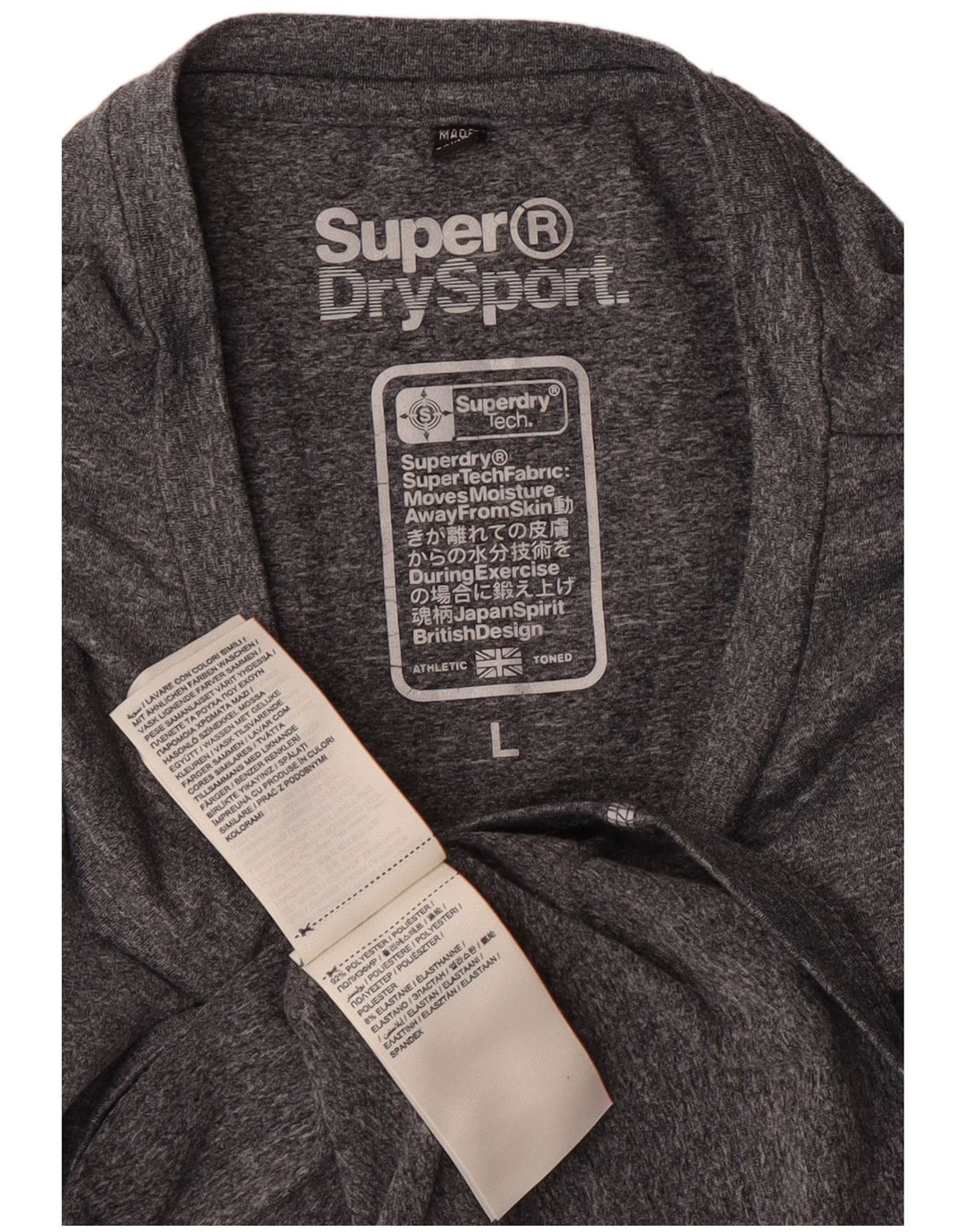 Superdry Damen Grafik-T-Shirt-Oberteil UK 14 Large Grau geflecktes Polyester