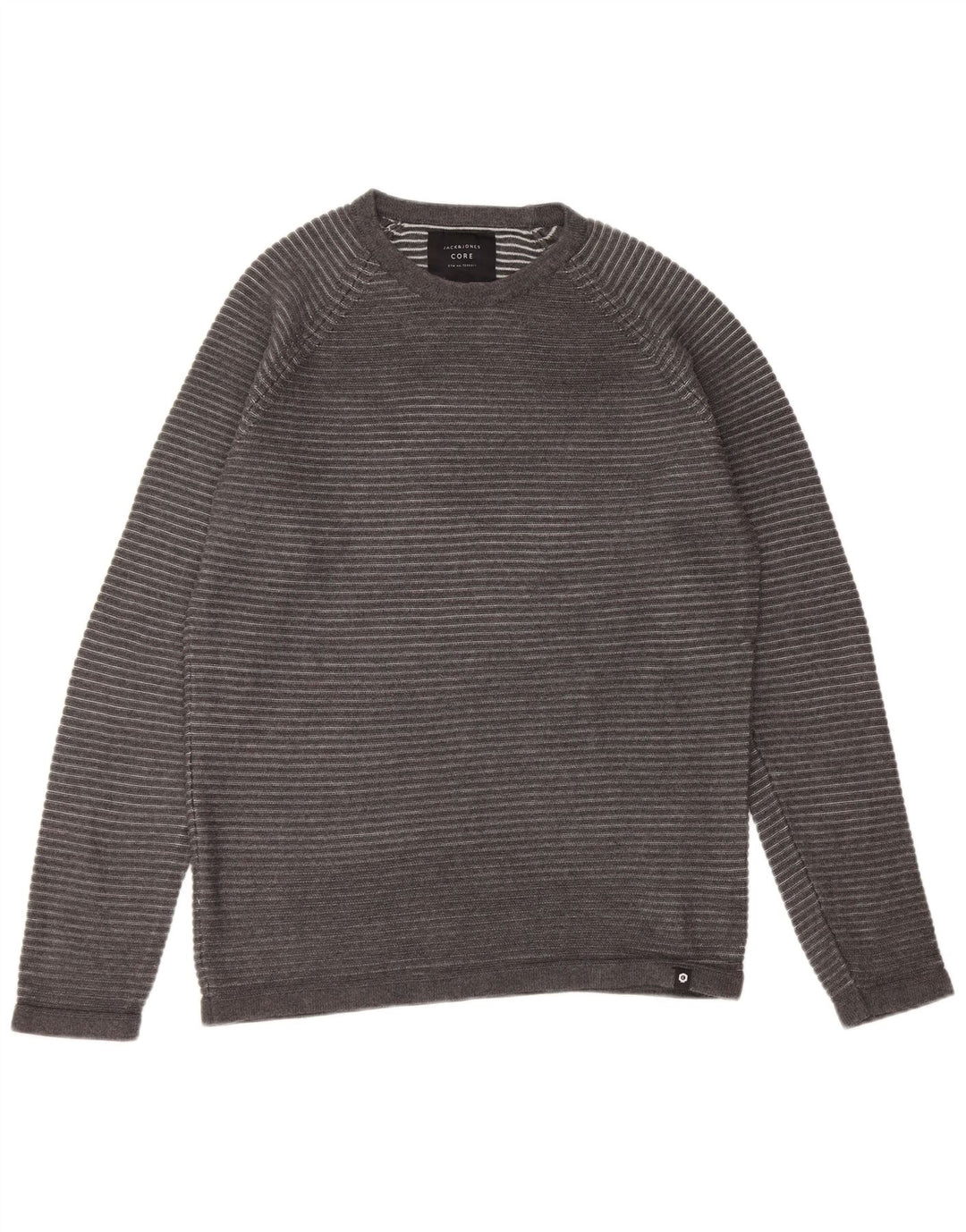 JACK & JONES Herren-Pullover mit Rundhalsausschnitt, groß, grau, Nadelstreifen