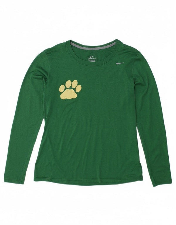 Nike Damen Dri Fit Top Langarm UK 14 Mittelgrünes Polyester