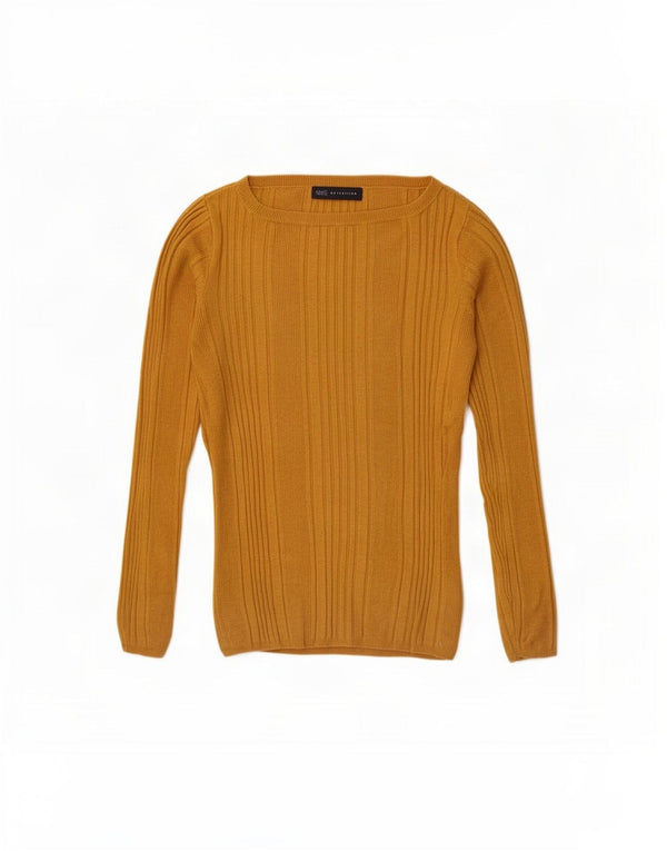Marks & Spencer Damen-Pullover mit U-Boot-Ausschnitt, UK 12, mittelgelbe Viskose