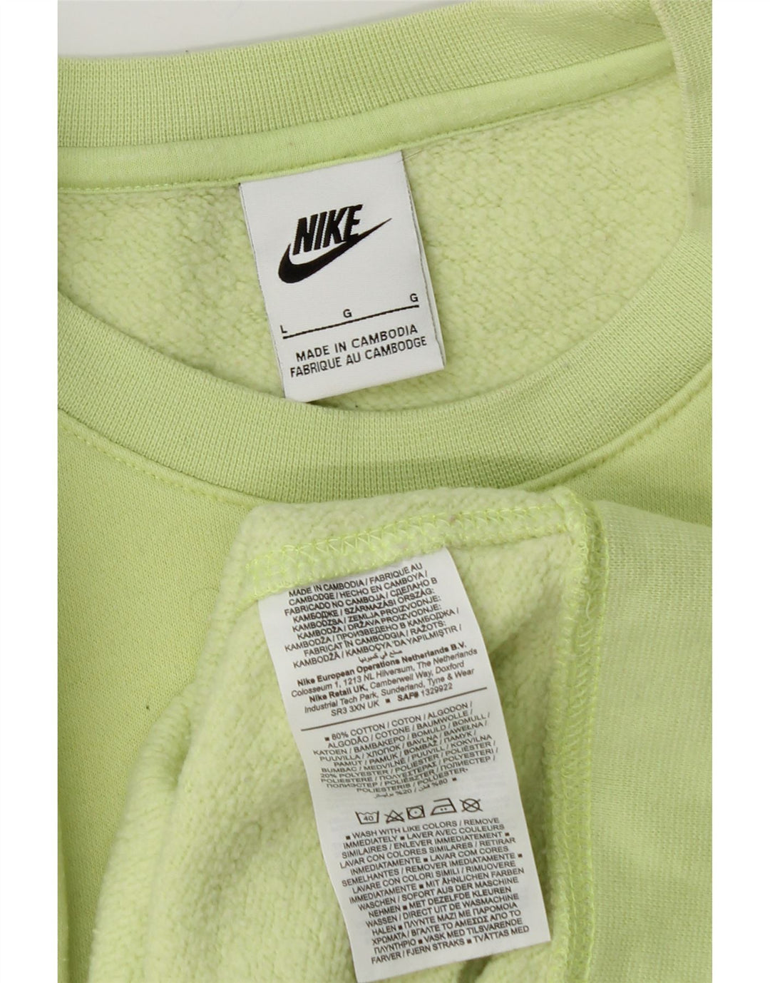 NIKE Herren-Sweatshirt-Pullover, groß, grüne Baumwolle