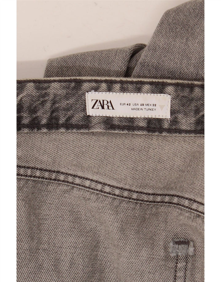 Zara Damen-Jeans mit weitem Bein, EU 42, Größe L, W32, L36, Grau