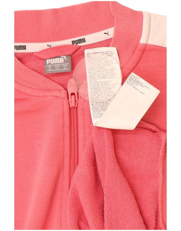 PUMA Damen-Trainingsanzug-Top-Jacke UK 18 XL rosa Colourblock-Baumwolle