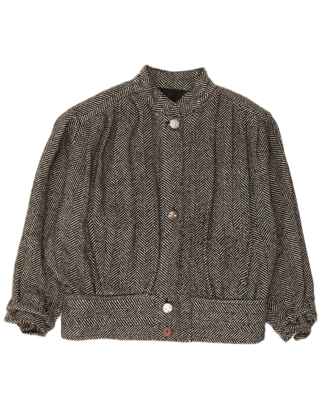 Vintage Damen Bomberjacke UK 20 2XL Grau Herringbone