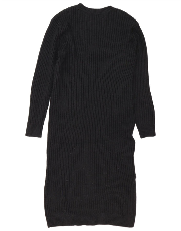 Marks & Spencer Damen Langarm-Pulloverkleid UK 14 Medium Schwarz