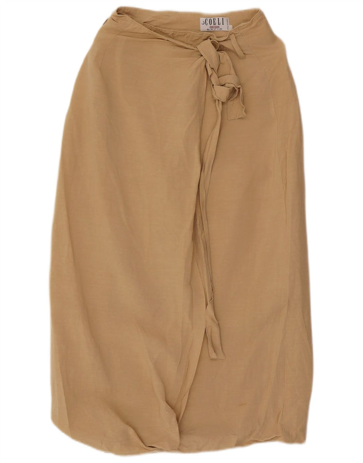 Basic Damen Wickelrock XS W24 Beige Leinen