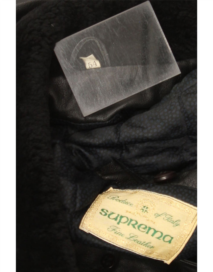 Suprema Herren Lederjacke IT 54 2XL Schwarzes Leder