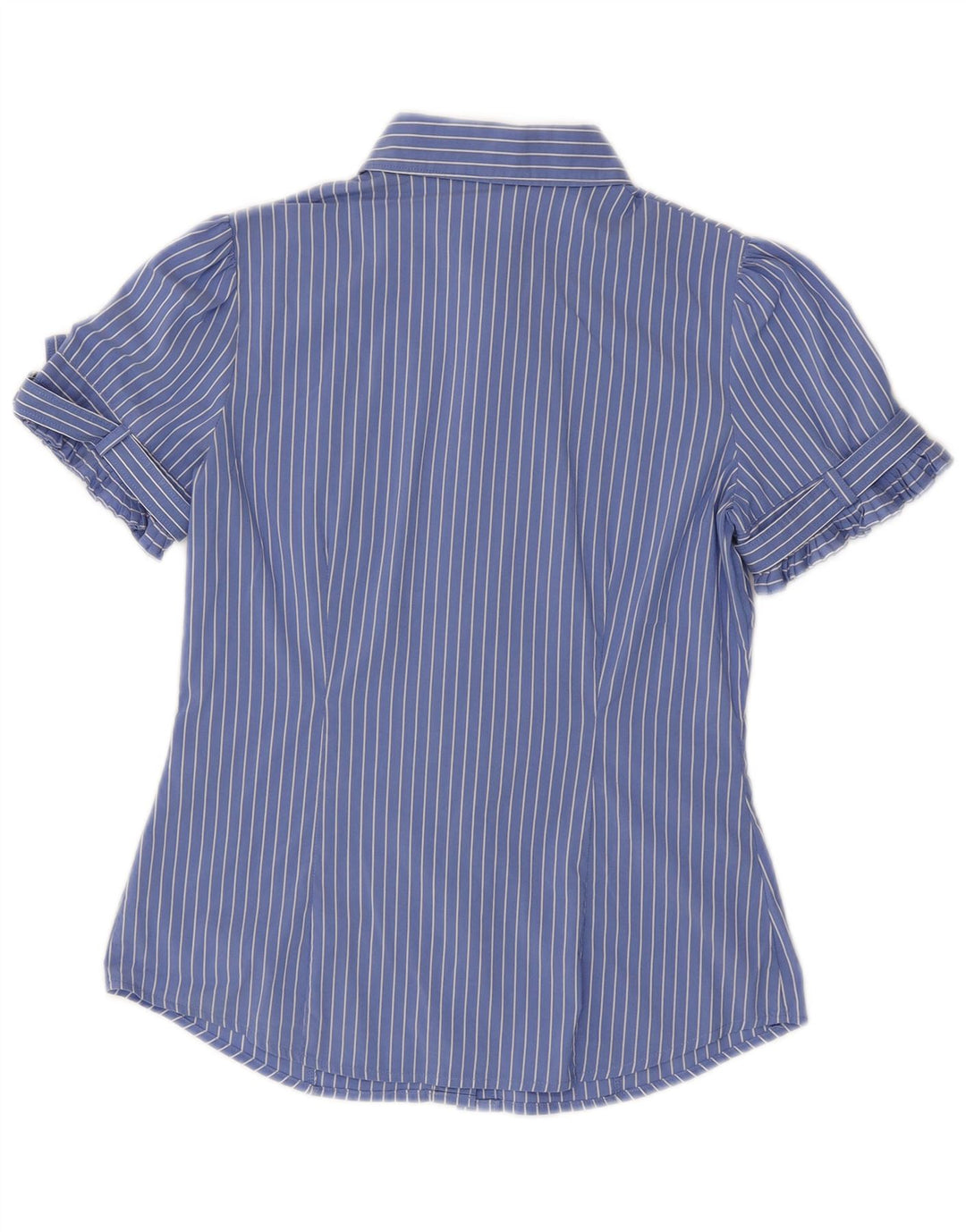 Benetton Damen Kurzarmhemd UK 10 Small Blau gestreift