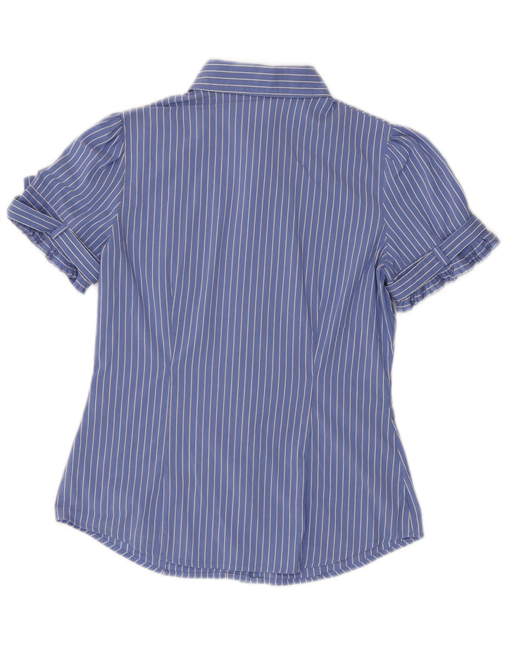 Benetton Damen Kurzarmhemd UK 10 Small Blau gestreift