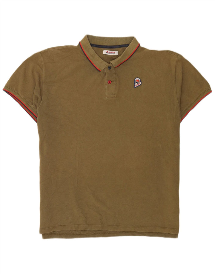 Invicta Herren Poloshirt 3XL Khaki gestreift aus Baumwolle