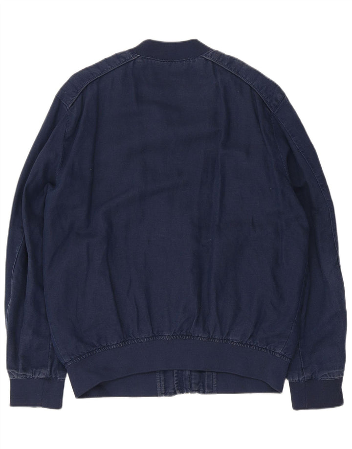 ZARA Herren Bomberjacke UK 40 Large Marineblau Polyester