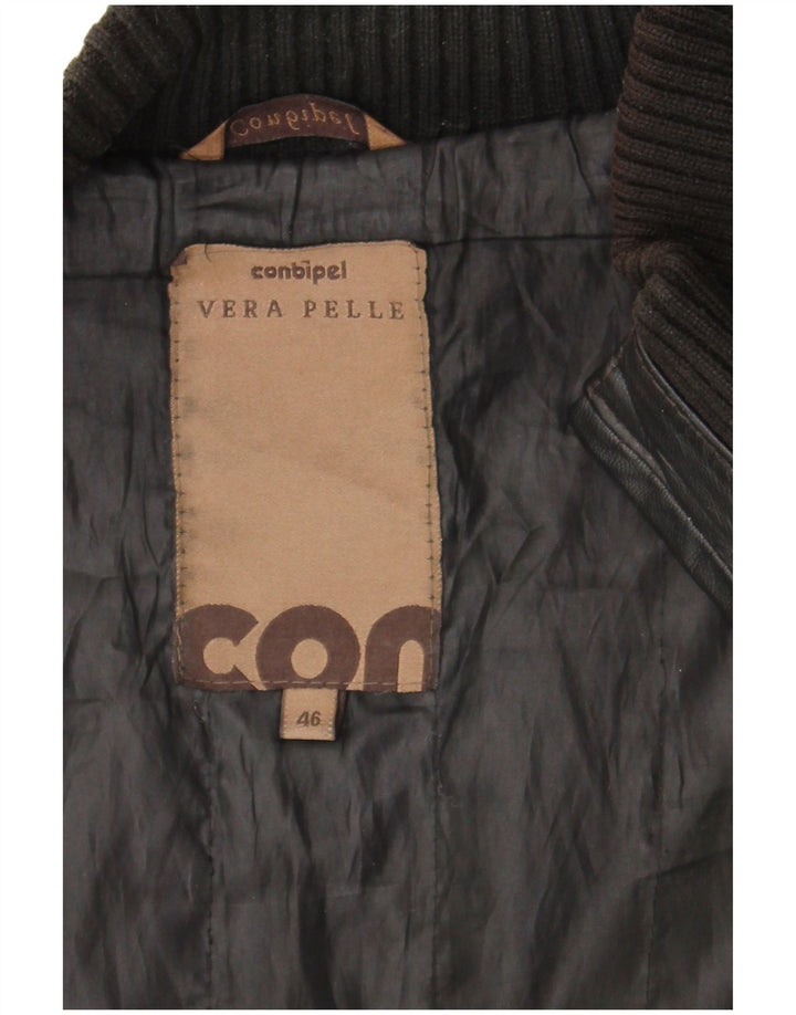 Conbipel Herren Lederjacke IT 46 Small Schwarzes Leder