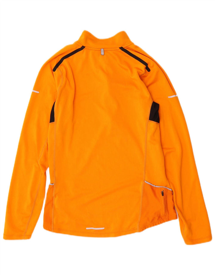 Nike Herren Dri Fit Pullover-Trainingsanzugoberteil mit Reißverschluss und mittlerem Orange-Farbblock