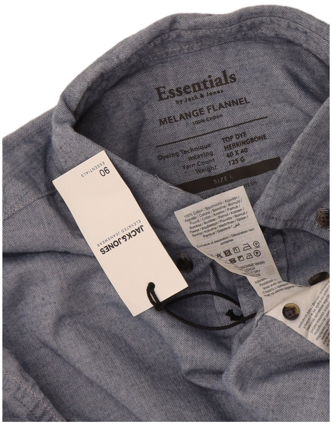 Jack & Jones Herren-Flanellhemd, groß, blaue Fischgräten-Baumwolle