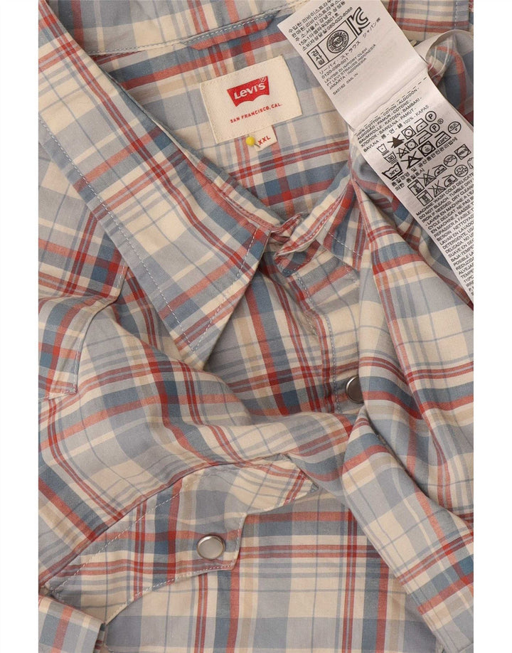 Levi's Herren-Kurzarmhemd 2XL aus blau karierter Baumwolle
