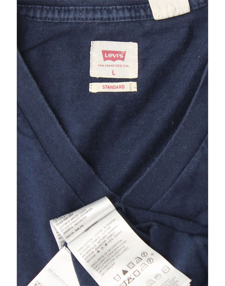 LEVI'S Herren Standard T-Shirt Top Large Marineblau Baumwolle
