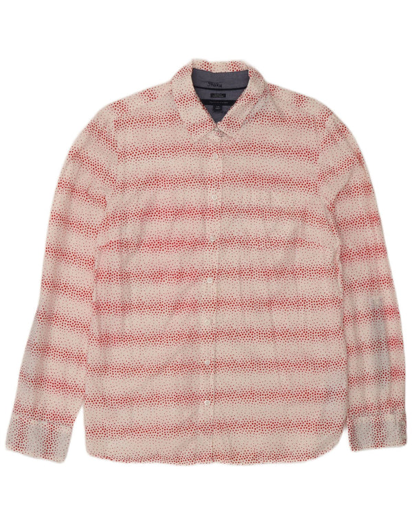 Tommy Hilfiger Damen-Hemd mit klassischer Passform, UK 16, groß, weiß gefleckte Baumwolle