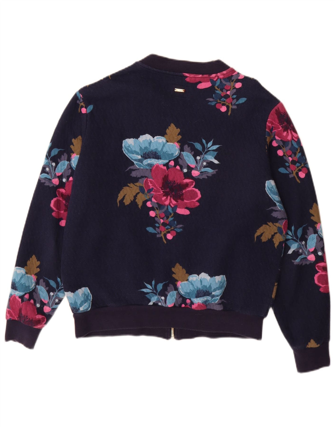 Joules Damen-Trainingsanzug-Top-Jacke UK 12 Mittelmarineblaues Blumenmuster aus Polyester