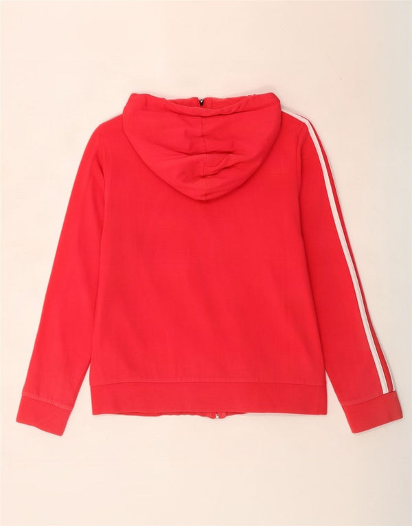 Adidas Damen Zip Hoodie Pullover UK 16/18 Große rote Baumwolle