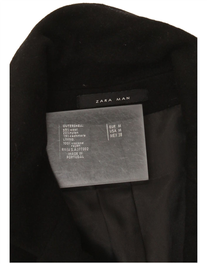 Zara Herrenmantel UK 38 Mittelschwarze Wolle
