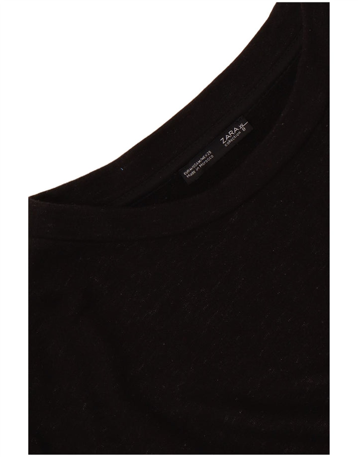 Zara Damen Top Langarm UK 14 Medium Schwarz meliert