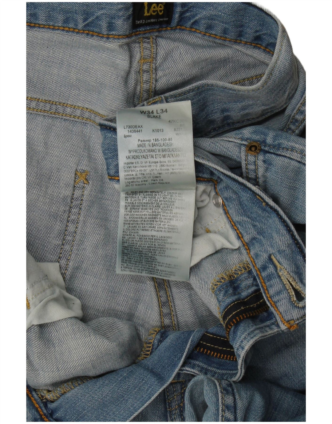 Lee Herren Blake Straight Jeans W34 L34 Blaue Baumwolle
