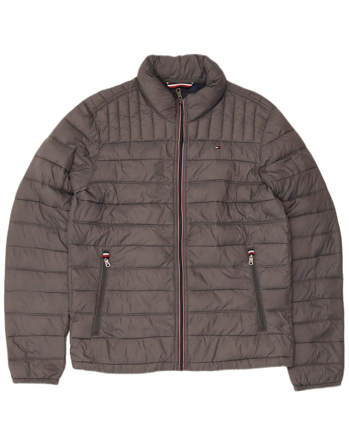 TOMMY HILFIGER Herren Wattierte Jacke UK 36 Small Graues Nylon