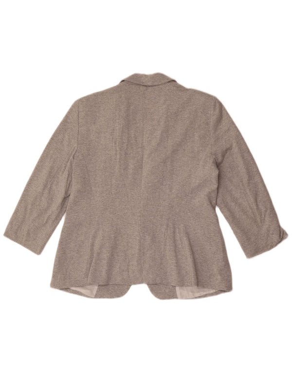Zara Damen-Blazer mit 1 Knopf und 3/4-Ärmeln, UK 18, XL, grau gefleckte Baumwolle