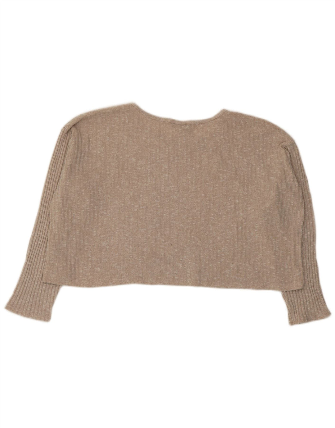 Topshop Damen Crop Oversized Top Langarm UK 12 Mittelbeige meliert