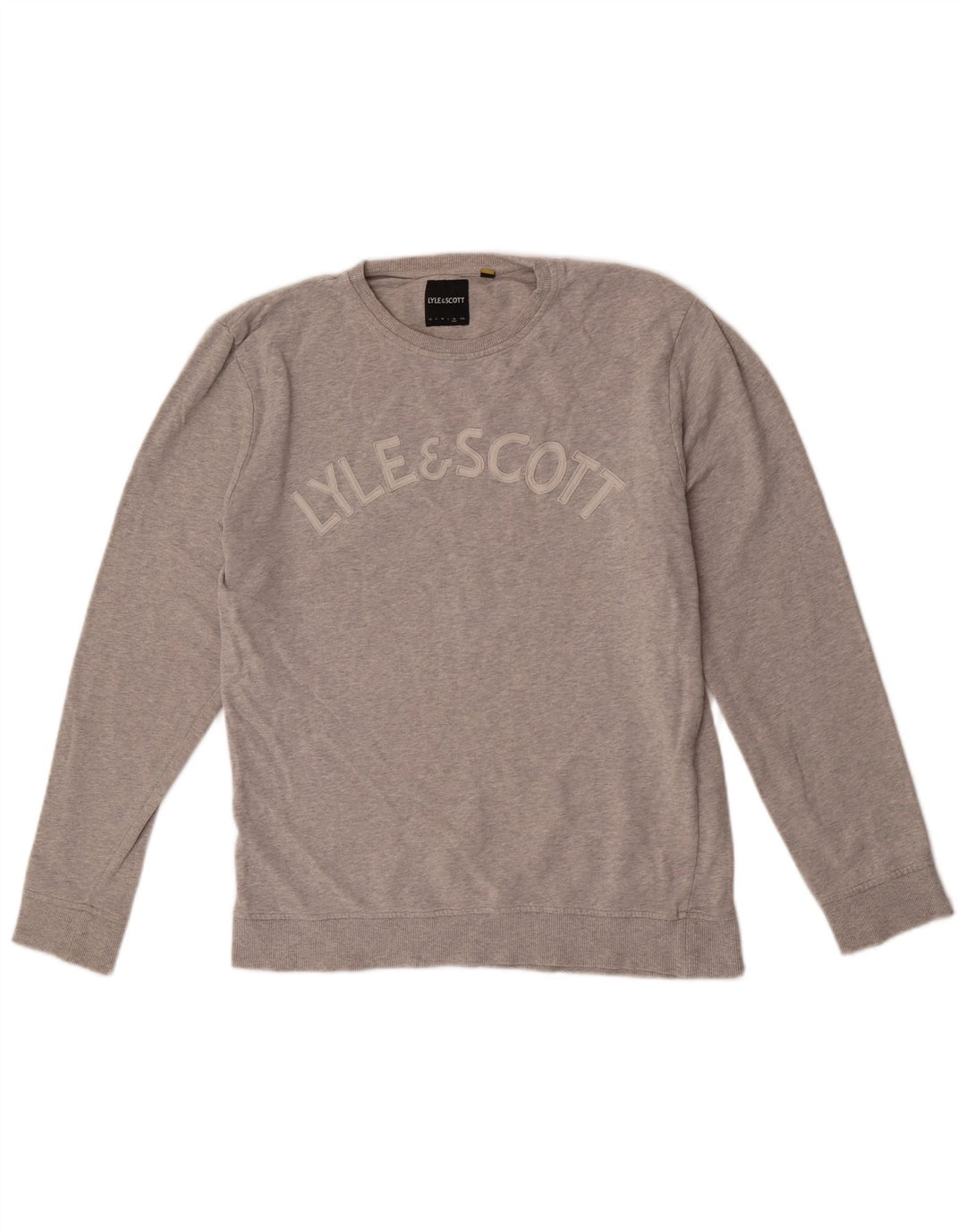 Lyle & Scott Herren Grafik-Sweatshirt-Pullover XL aus grau gefleckter Baumwolle
