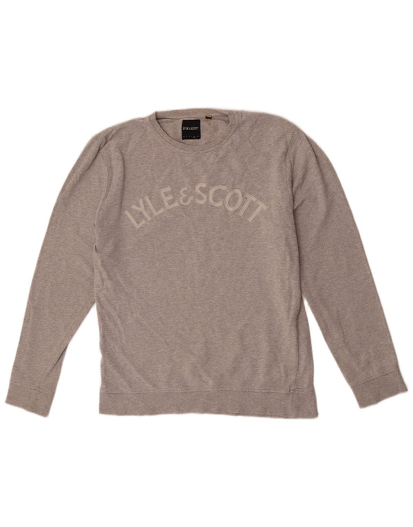Lyle & Scott Herren Grafik-Sweatshirt-Pullover XL aus grau gefleckter Baumwolle