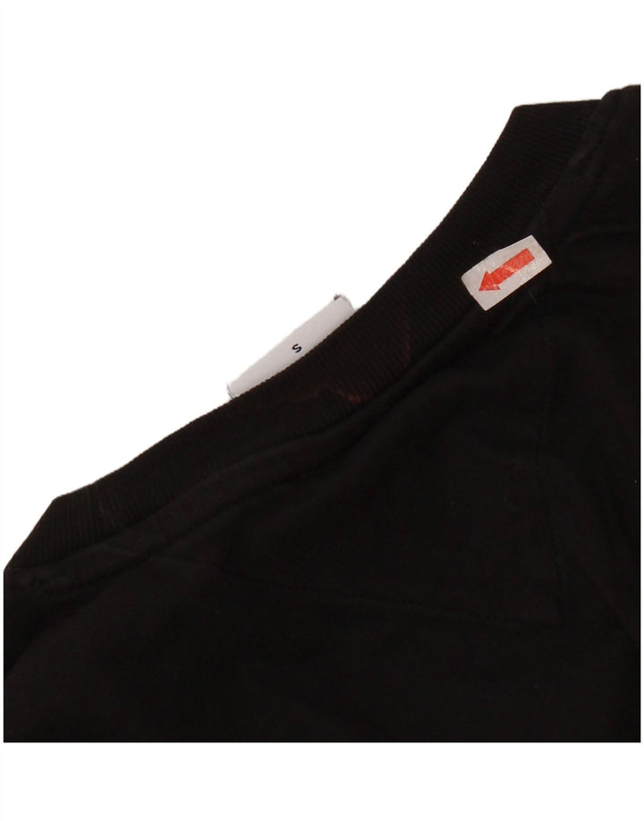 TOMMY HILFIGER Damen Crop Graphic T-Shirt Top UK 10 Small Schwarze Baumwolle