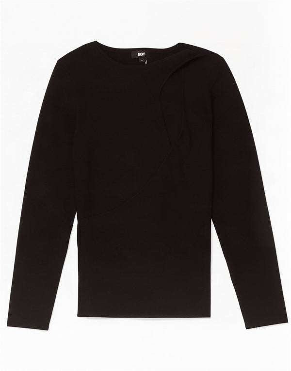 Dkny Damen-Pullover mit U-Boot-Ausschnitt, UK 12, mittelschwarz, Baumwolle