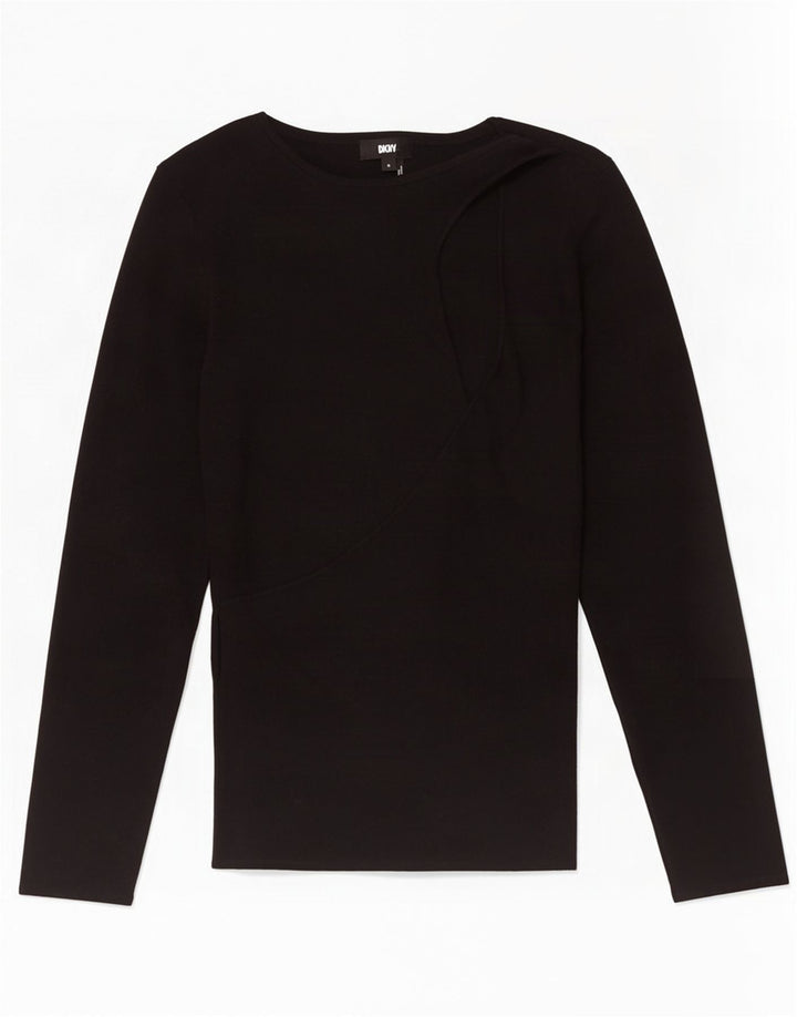 Dkny Damen-Pullover mit U-Boot-Ausschnitt, UK 12, mittelschwarz, Baumwolle