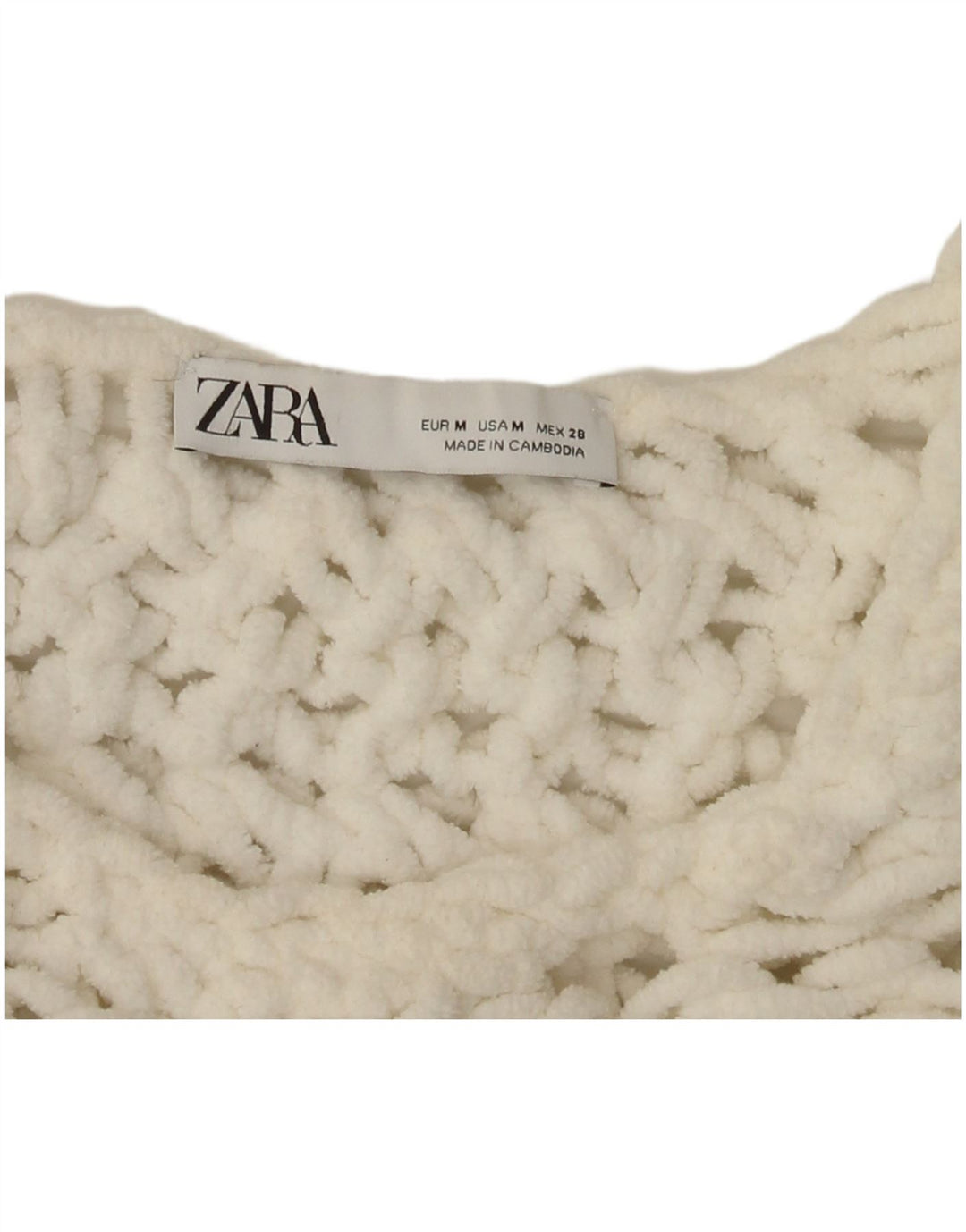 Zara Damen-Pullover, übergroß, bauchfrei, Rundhalsausschnitt, Gr. 14, Mittelweiß