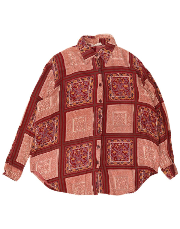 Vintage Damen Shirt Größe 50 3XL Burgund Patchwork Viskose