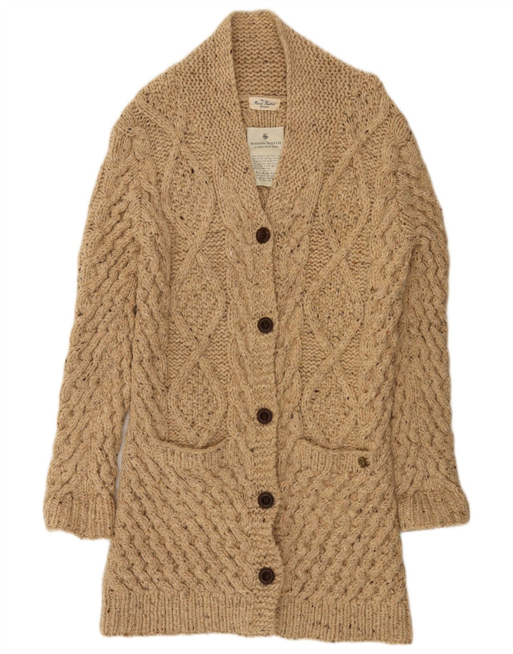 MAISON SCOTCH Damen Strickjacke, handgestrickt, US 4 Small Beige