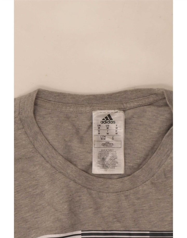 Adidas Herren Grafik-T-Shirt-Oberteil aus mittelgrau gefleckter Baumwolle