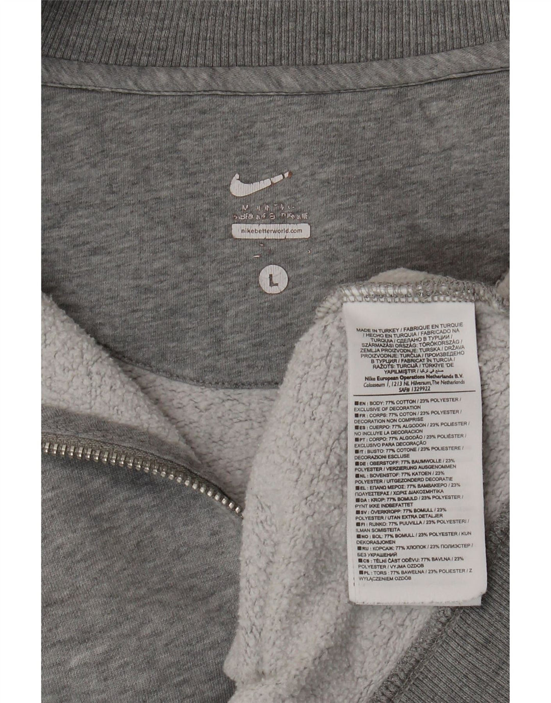 NIKE Herren-Trainingsanzug-Oberteil, große, grau gefleckte Baumwolle