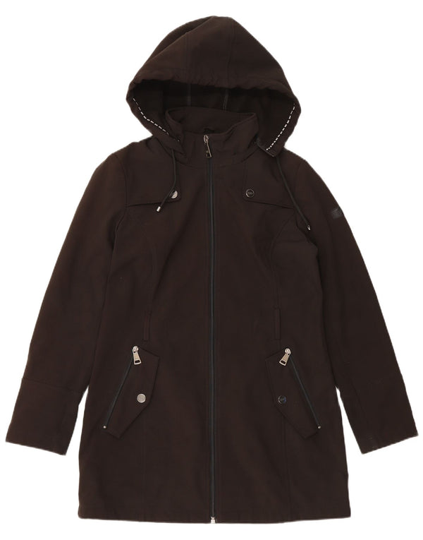 Dkny Damen-Trenchcoat mit Kapuze, UK 10, Größe S, Schwarz, Polyester