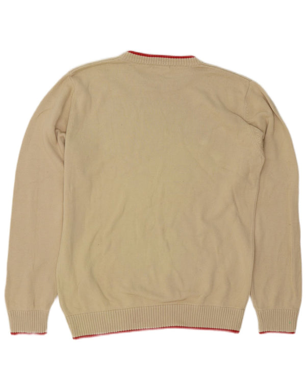 Sergio Tacchini Herren-Pullover mit Rundhalsausschnitt, mittelbeige Baumwolle