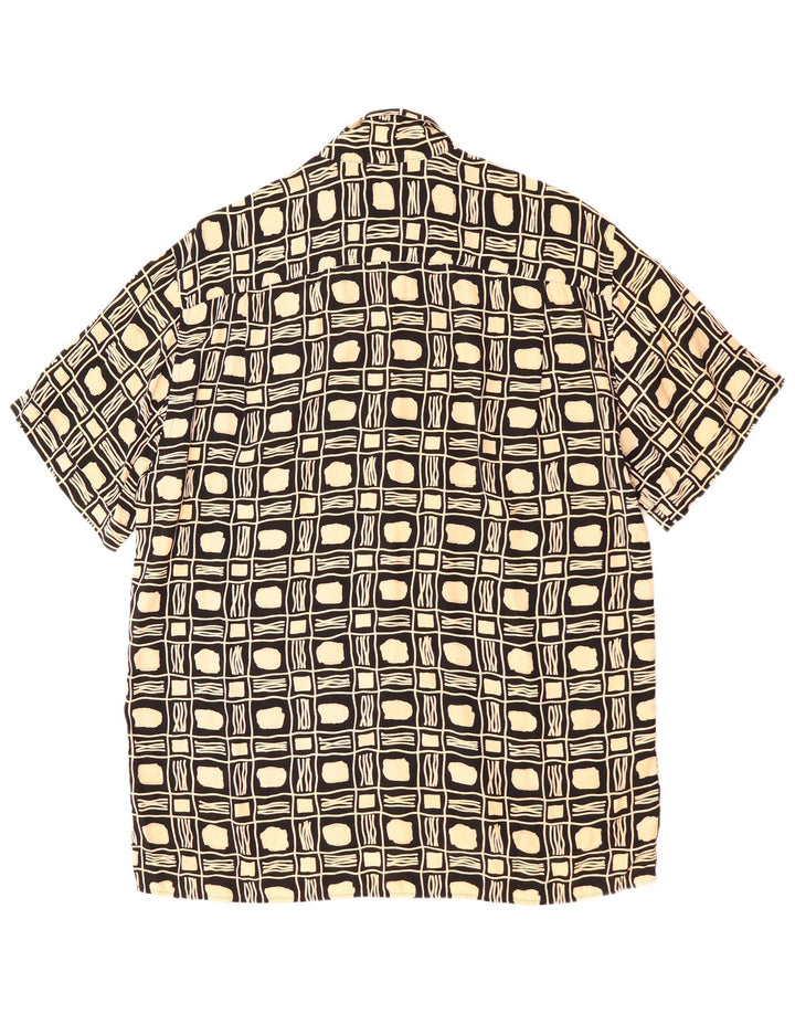 Vintage Herren Kurzarmhemd groß schwarz geometrisch