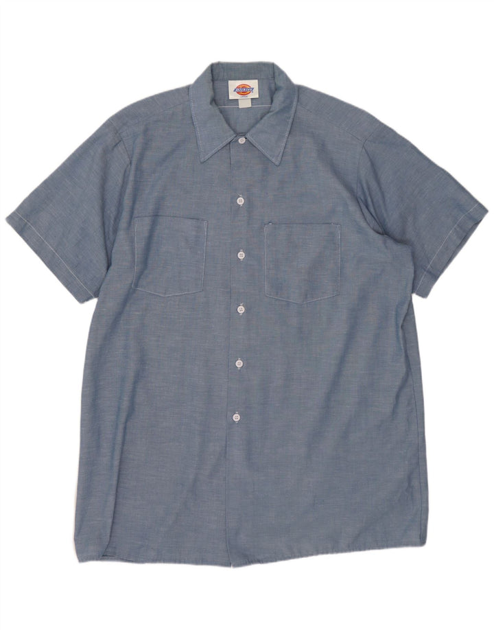 DICKIES Herren-Kurzarmhemd, groß, aus blauer Baumwolle