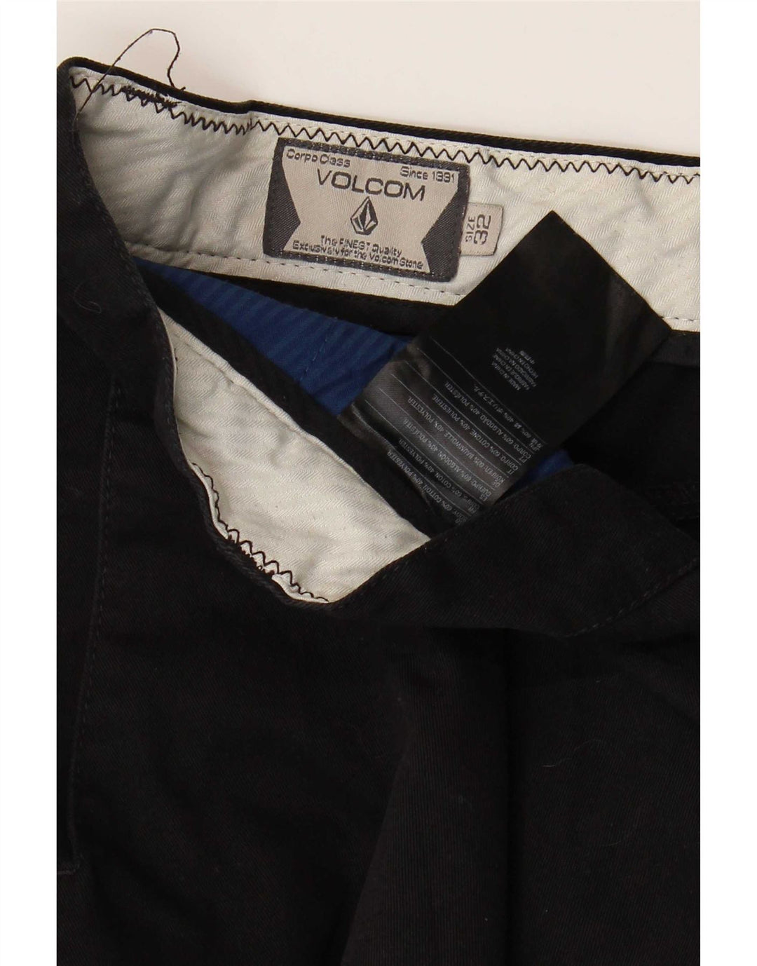 Volcom Herren gerade Chinohose W32 L30 schwarze Baumwolle