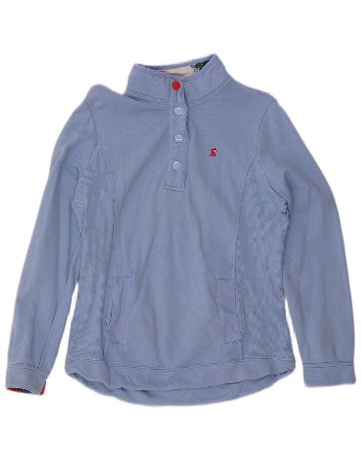 Joules Damen-Sweatshirt mit Knopfkragen, UK 12, mittelblau, Baumwolle