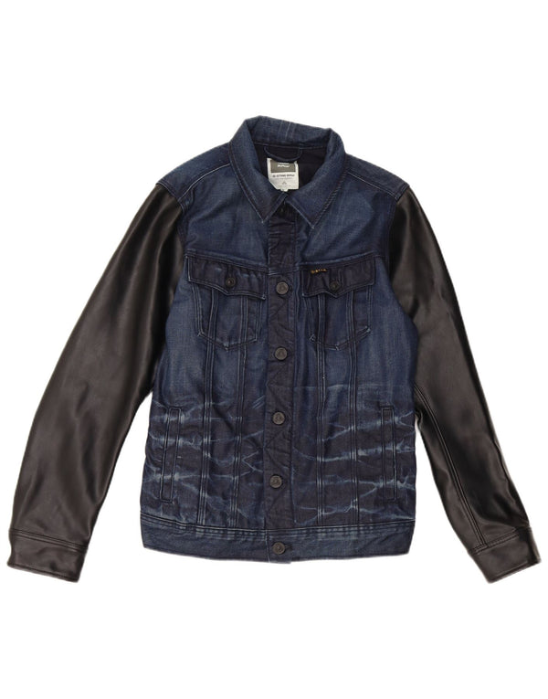 G-Star Damen Jeansjacke UK 12 Medium Navy Blue Colourblock Baumwolle