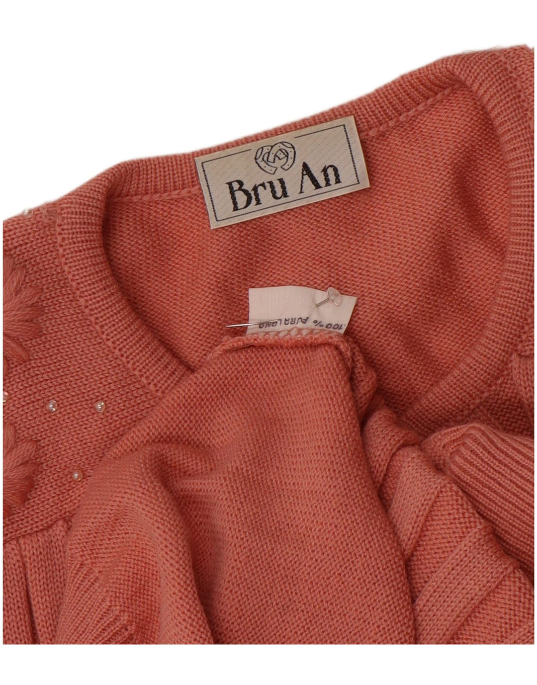 Vintage Damen Cardigan Pullover UK 16 Große rosa Wolle
